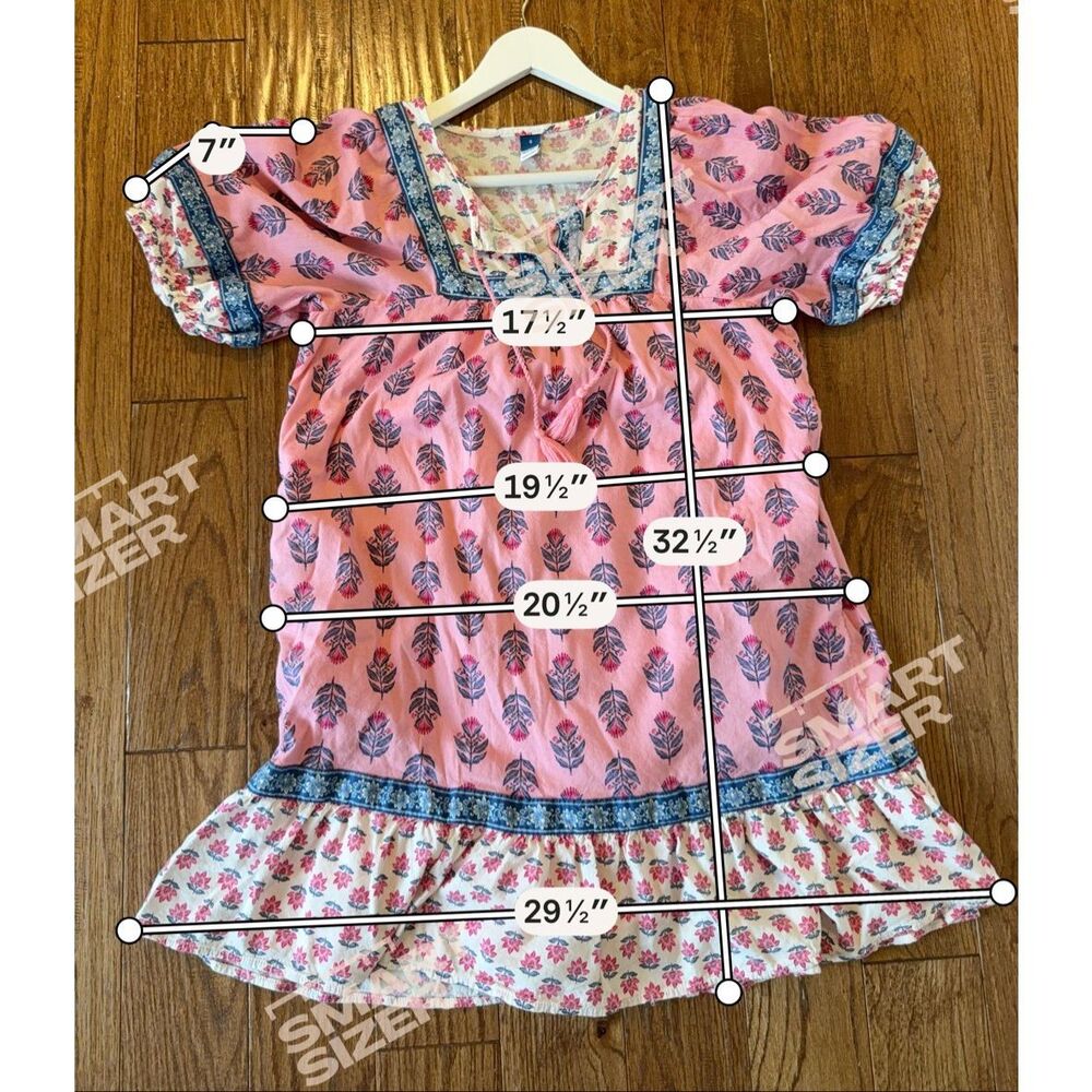 Old Navy pink block printed puff sleeve dress small - Picture 6 of 8